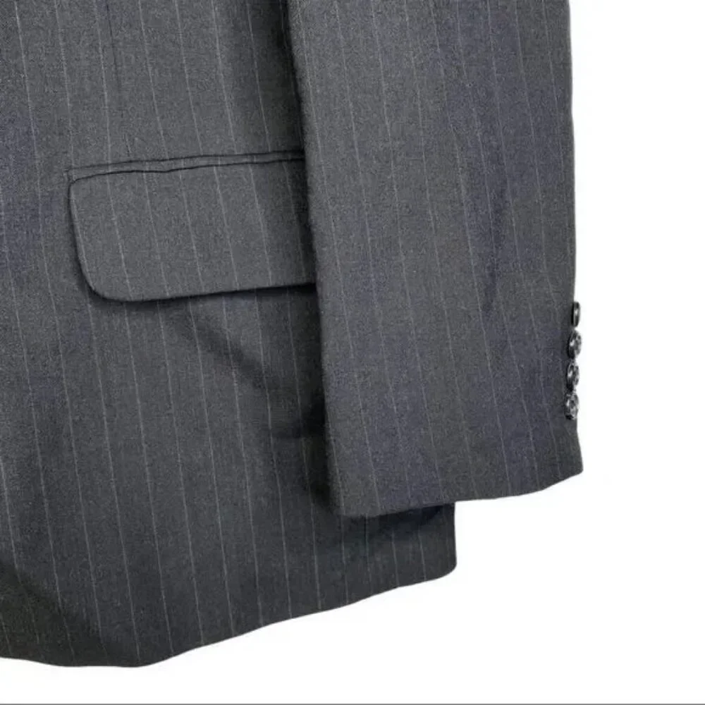 BARRINGTON MEN'S BLACK LINED PINSTRIPE SUIT JACKET 44R-NICE!